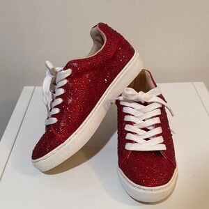 Betsey Johnson Big Girls Sidny Red Rhinestone Sneakers Size 4